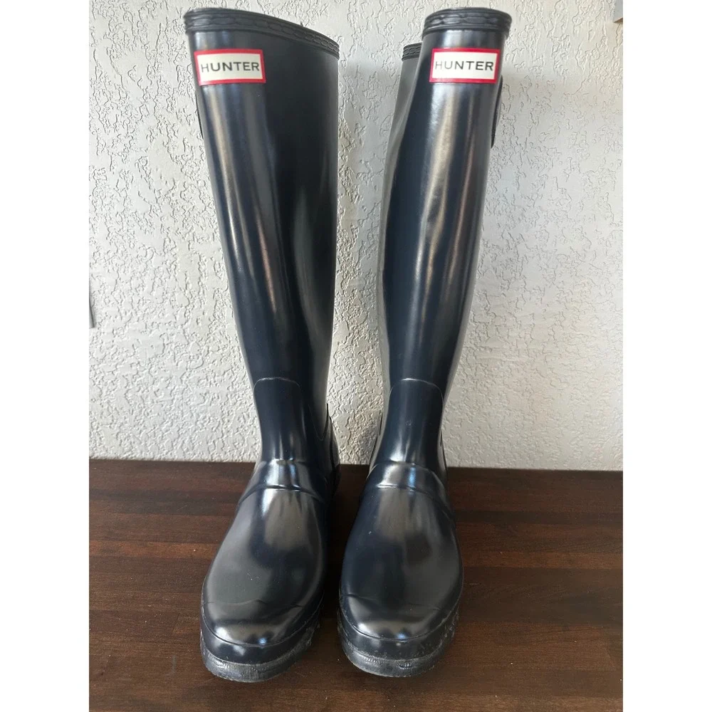 Hunter Women Tall Waterproof Rain Boots Navy Blue Size US 9‎ UK 7